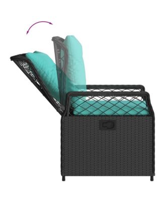 Reclining Patio Chair Black PE rattan Standard Size