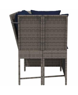 Patio Sofa with Cushions Gray Poly Rattan