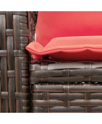 Patio Rocking Chair Brown PE rattan, powder-coated steel, polyester