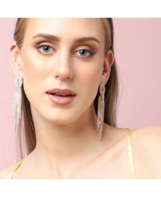 Women's Silver  Bling Cluster Drop Earrings