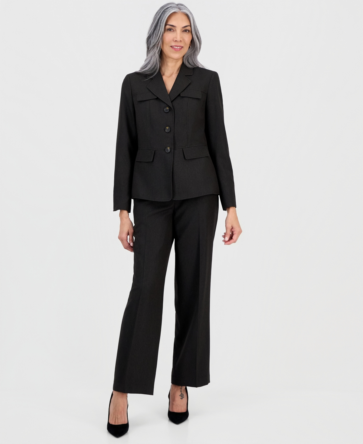 Le Suit Women's Notch-Lapel Button-Front Pantsuit