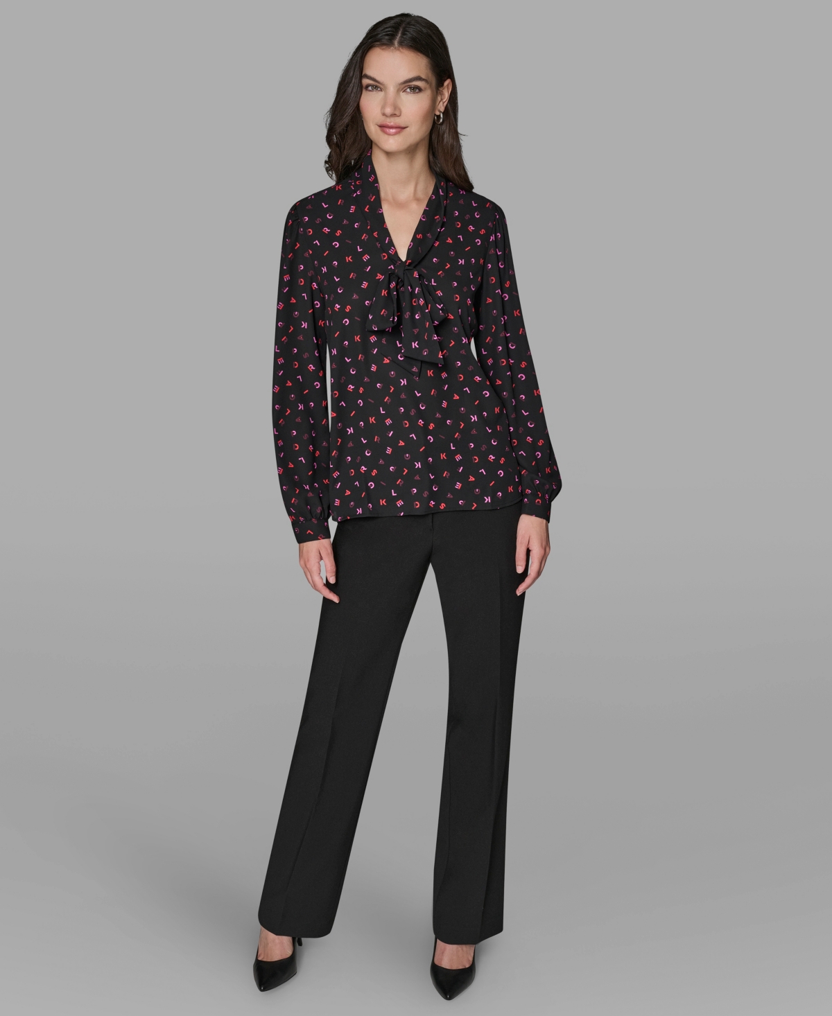 Karl Lagerfeld Paris Women's Woven Long Sleeve Top