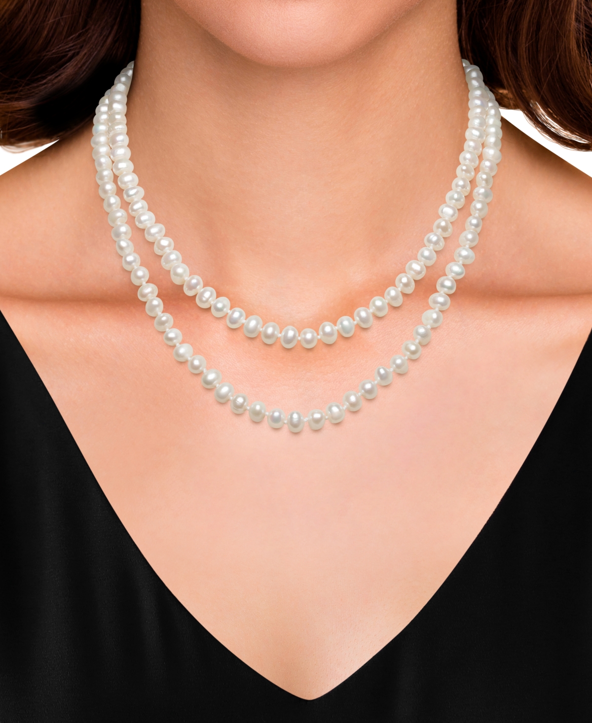 Belle de Mer Cubic Zirconia Sterling Sliver 2-Row Necklace