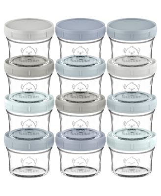 12pk Prep Baby Food Storage Containers, 4 oz Leak-Proof, BPA Free Glass Baby Food Jars for Feeding
