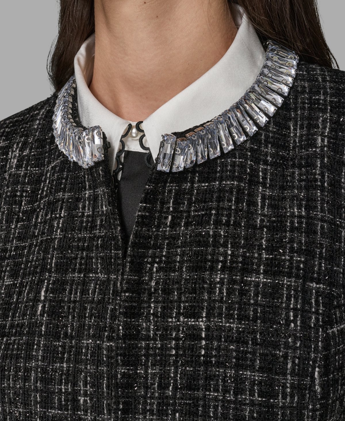 Karl Lagerfeld Paris Women's Round Neck Novelty Topper Jacket