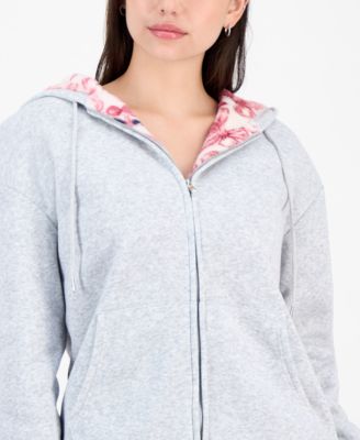 Juniors' Full-Zip Faux-Fur-Lined Hoodie