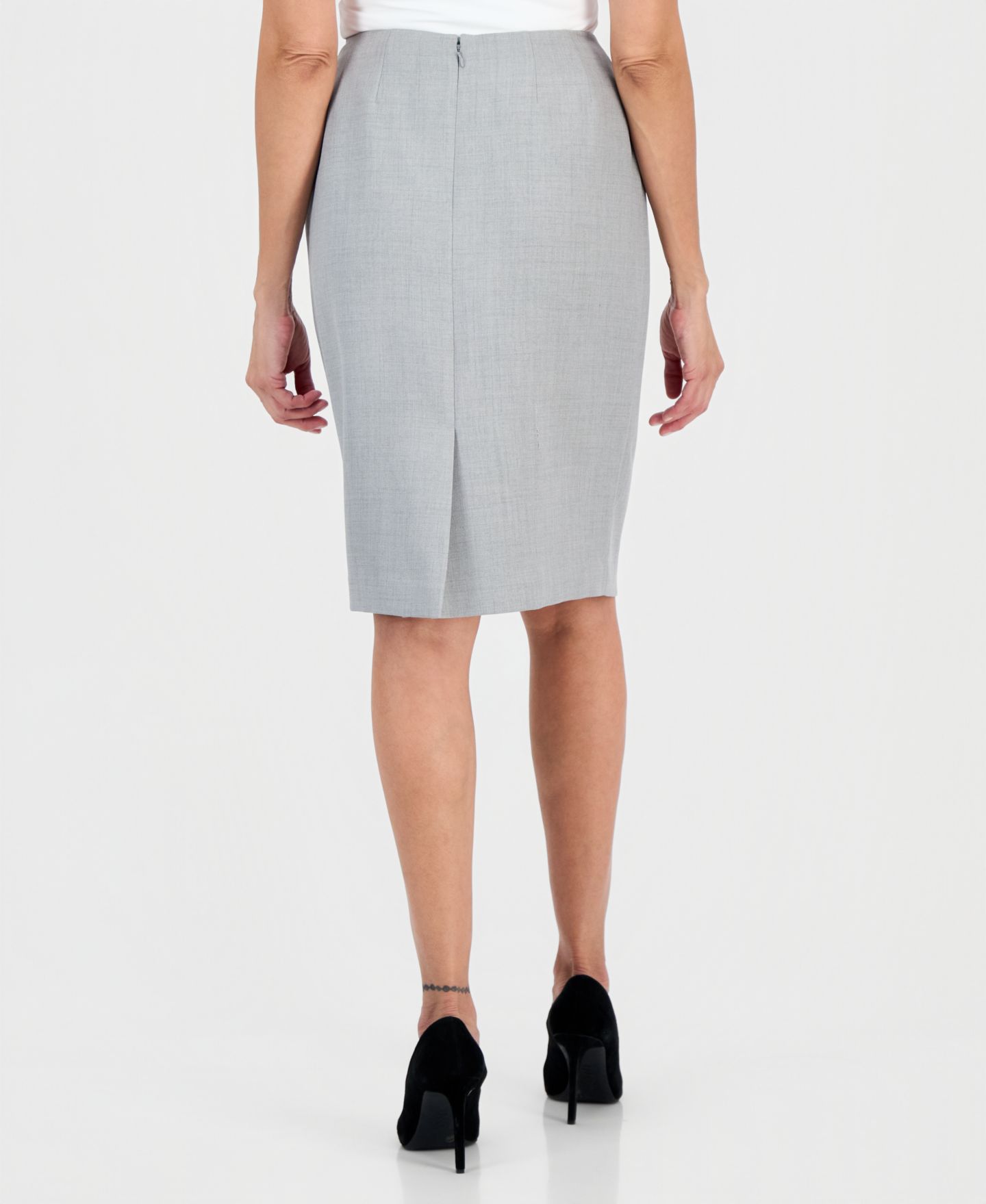Женские юбки Le Suit Petite Peak-Lapel Slim-Fit 2 Piece Skirt Suit, цвет: Серый разноцветный — фото 5