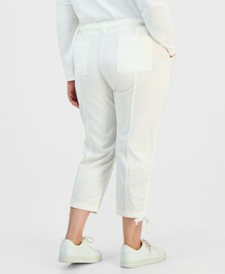 Plus Size Tie-Hem Cropped Utility Pants