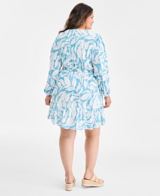 Plus Size Bubble-Sleeve Fit & Flare Dress, Macy's Exclusive