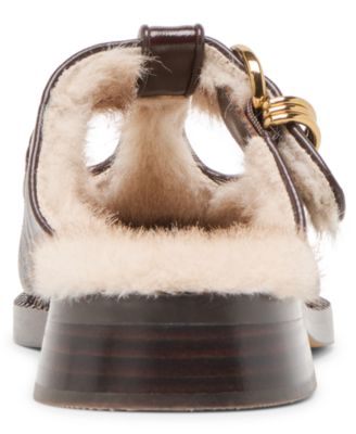 Women's Harlah Plush Cut Out Cozy Mule Flats