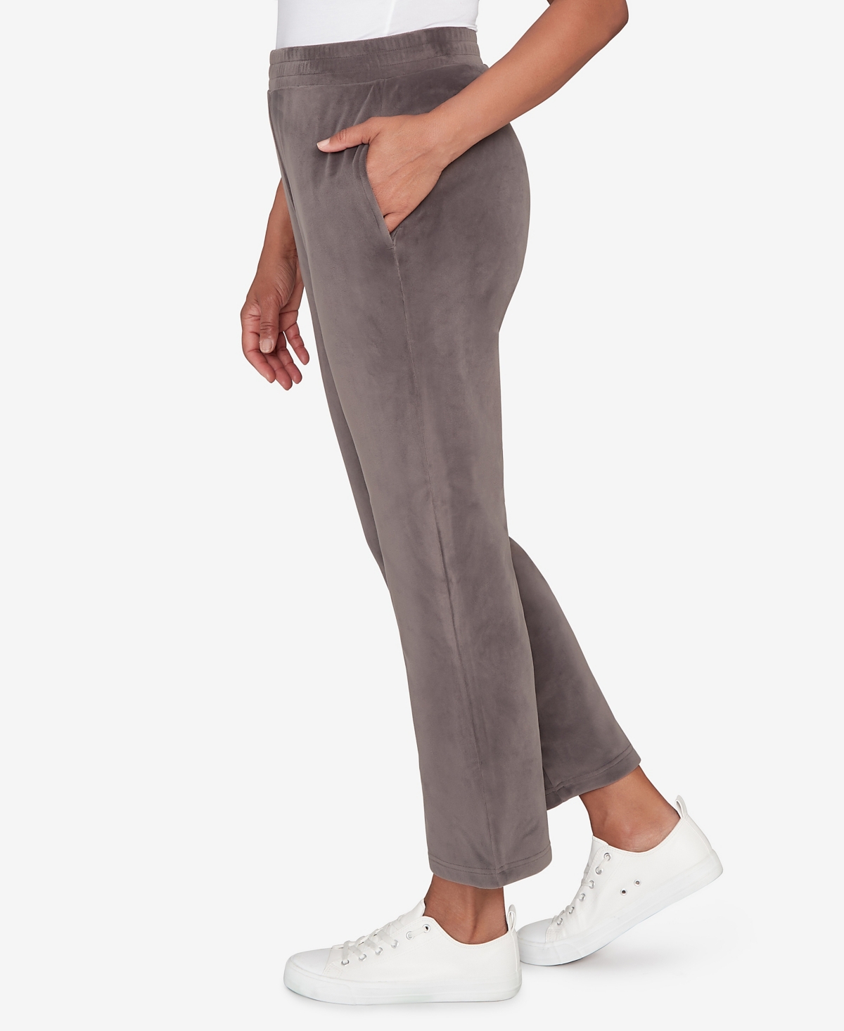 Alfred Dunner Petite Calm Luxe Luxe Double Knit Short Length Pants In Gray