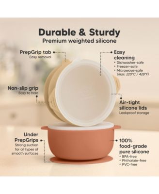 2-Pack Prep Baby Bowls with Suctions & Lids, Silicone Bowls for Baby Boy, Girl, Toddler Suction Bowl, Kids Bowl BPA-Free