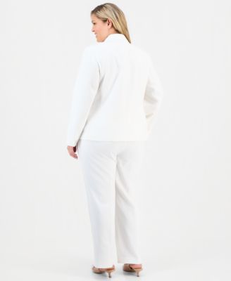 Plus Size Notch-Lapel Mid-Rise Pantsuit 