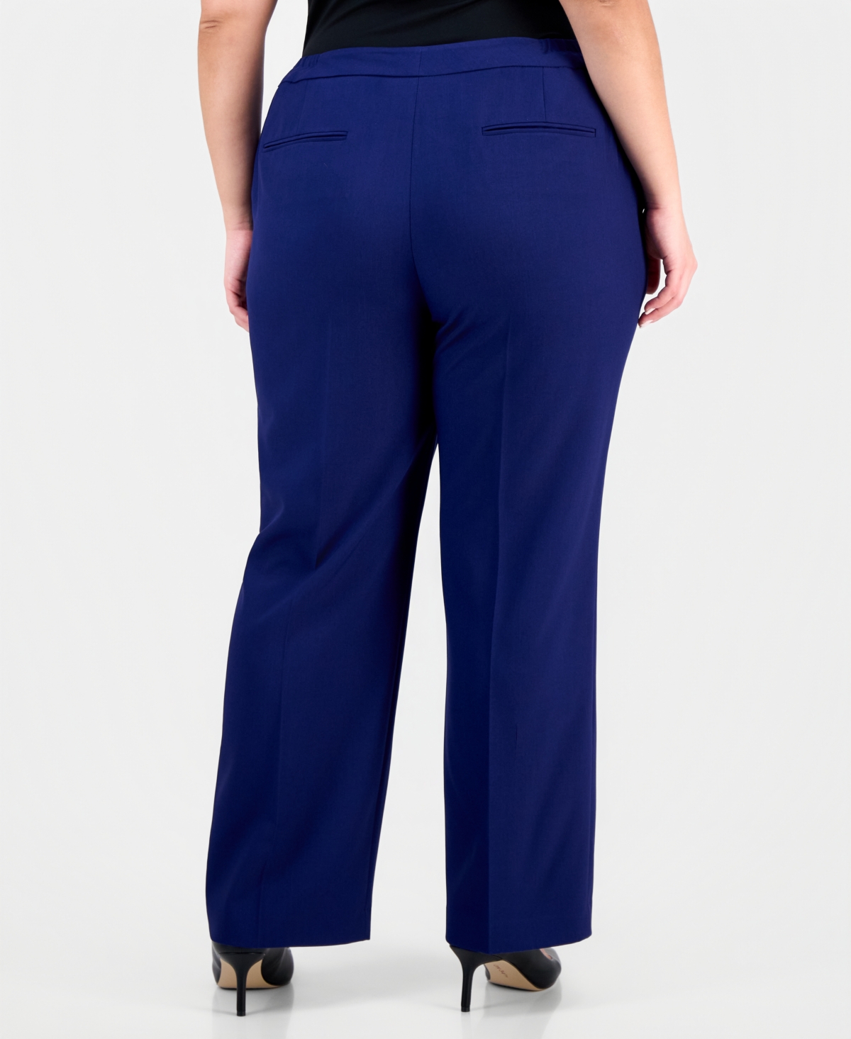 Le Suit Plus Notch-Lapel Mid-Rise Pantsuit