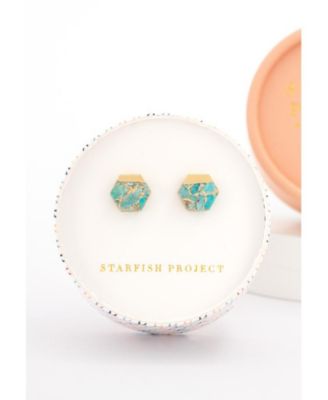 Oasis Turquoise and Gold Studs Earrings