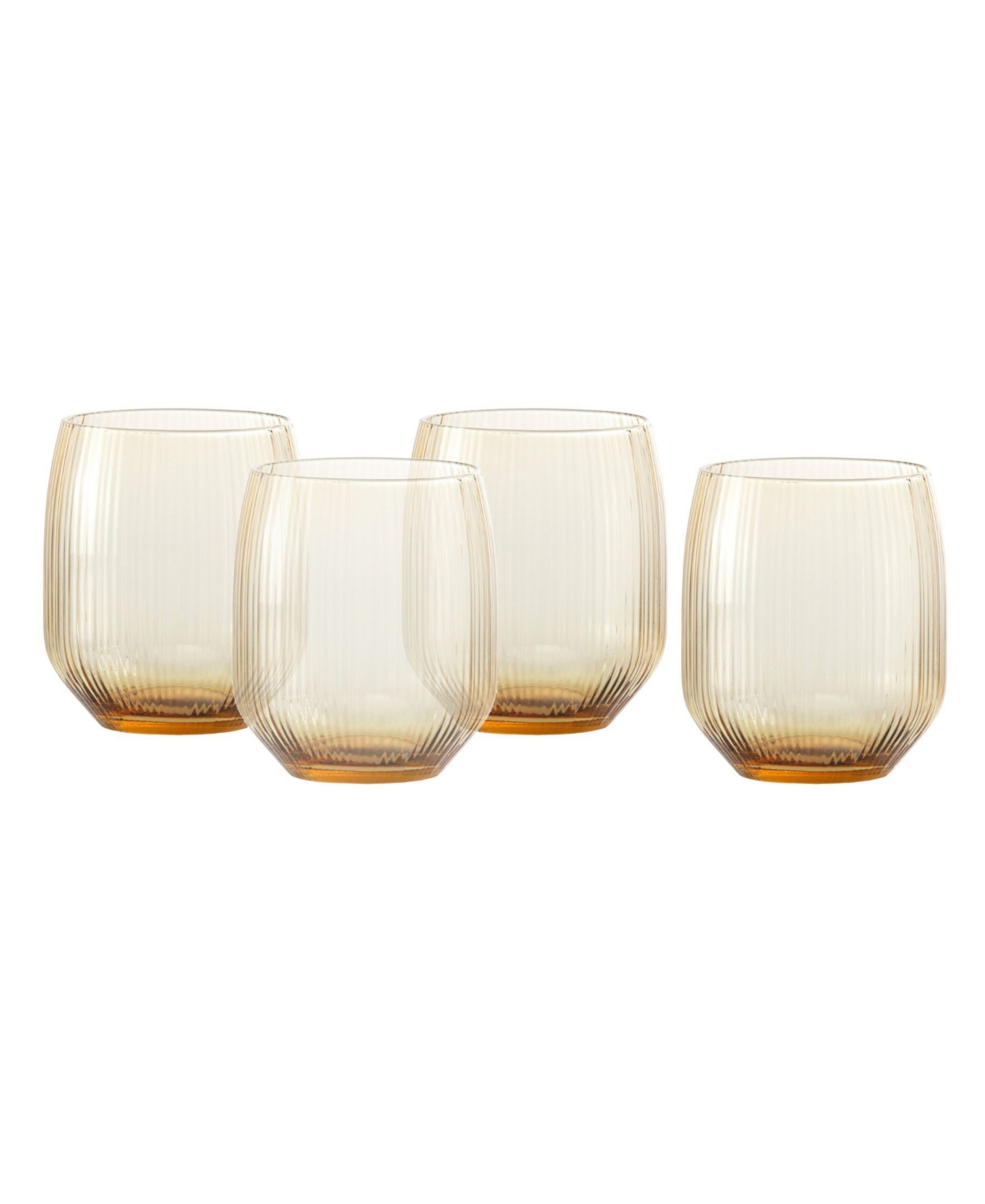 Fortessa Estiva Textured Tall Tumbler Glasses, Set Of 4 In Yellow