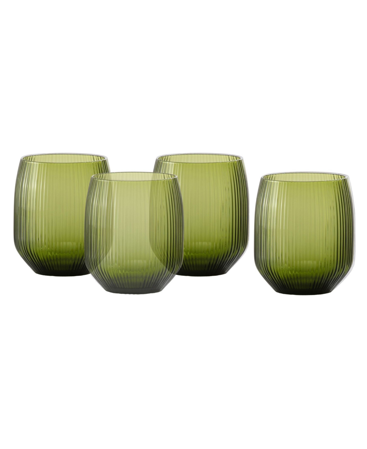 Fortessa Estiva Textured Tall Tumbler Glasses, Set Of 4 In Green