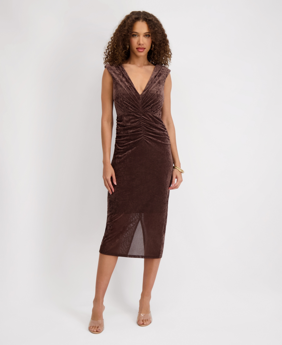 Siena Women's V-Neck Velvet Mesh Dress