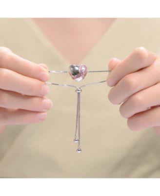 Teens/Young Adults White Gold Plated with infinity Ribbon on Heart Adjustable Bracelet