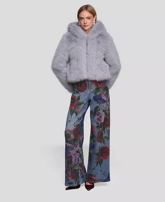 Women's Faux Fur Long Sleeve Jacket - thumbnail 10
