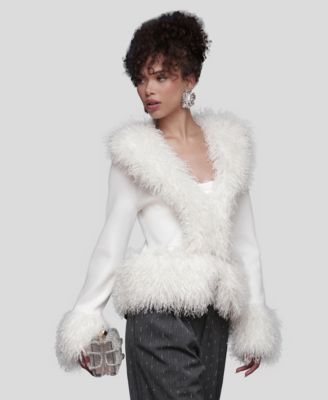 Women's V-Neck Trimmed Cardigan Sweater