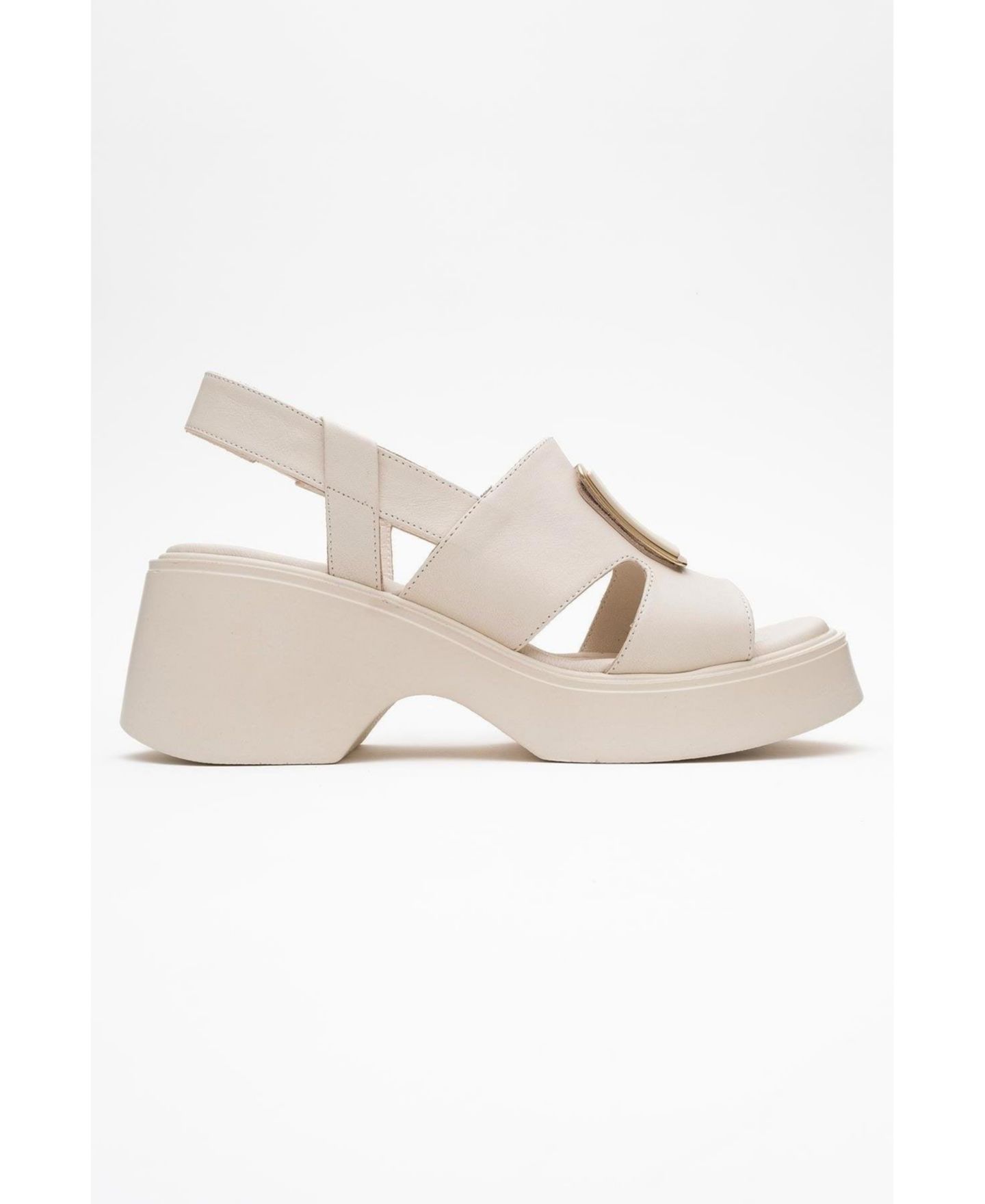 Женские сандалии Forever & Always Shoes Lucia Leather Buckle Platform Sandal (Women), цвет: Бежевый кожаный — фото 2