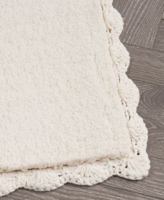 Heathered Crochet Border Cotton Bath Rug, 17" x 24"
