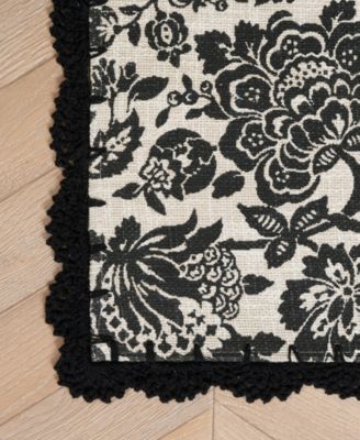 Crochet Border Cotton Runner Rug, 20" x 60"