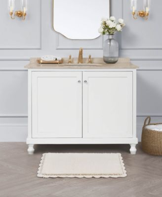 Heathered Crochet Border Cotton Bath Rug, 17" x 24"