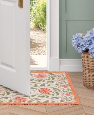 Crochet Border Cotton Runner Rug, 26" x 45"