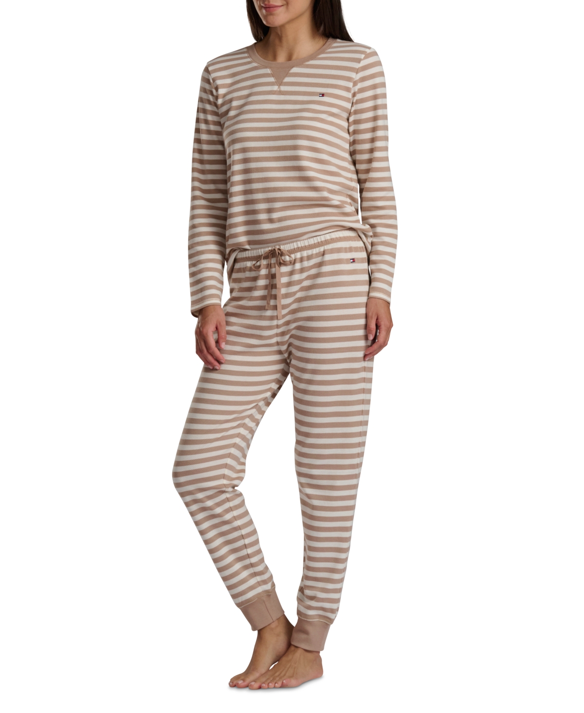 Tommy Hilfiger Women's 2-pc. Packaged Printed Thermal Pajamas Set In Gray