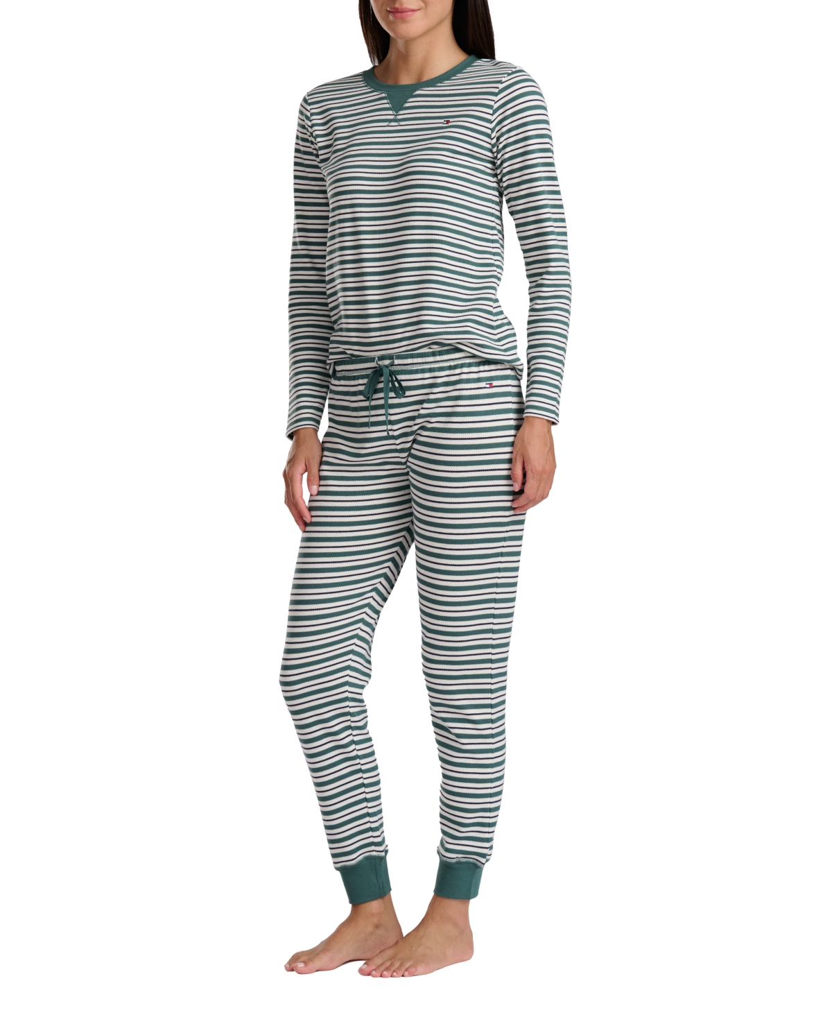 Tommy Hilfiger Women's 2-pc. Packaged Printed Thermal Pajamas Set In Blue