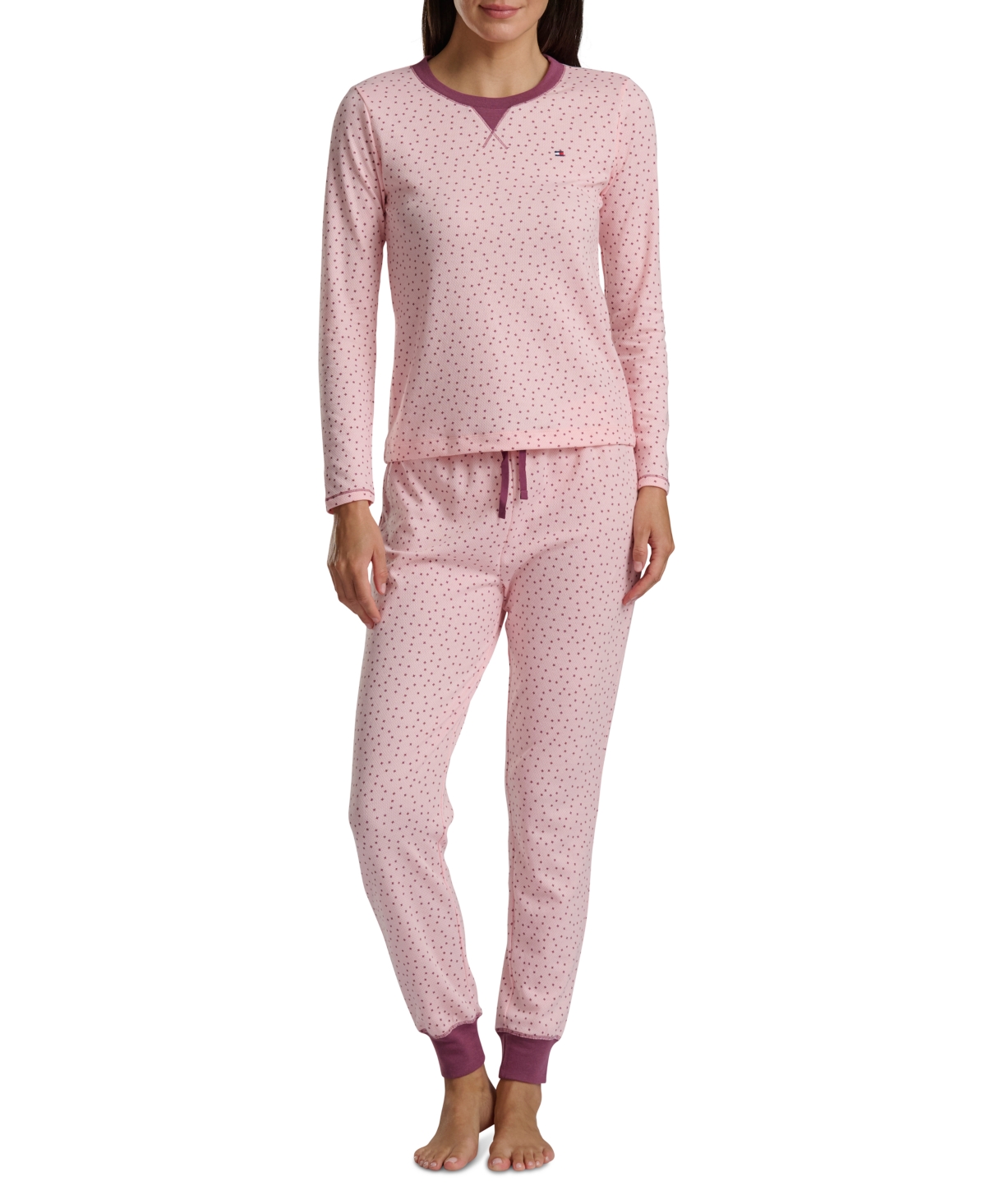 Tommy Hilfiger Women's 2-pc. Packaged Printed Thermal Pajamas Set In Multi