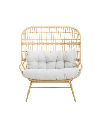 - Modern Light Brown Palos Outdoor Wicker Loveseat