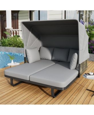 Outdoor Rattan Daybed - Patio Furniture - Grey