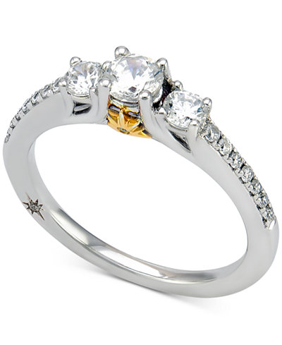 Marchesa Certified Diamond Engagement Ring (3/4 ct. t.w.) in 18k White Gold with Yellow Gold Accent
