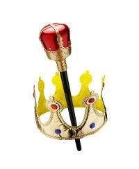 Kids Pretend Play Gold Crown and Scepter Set