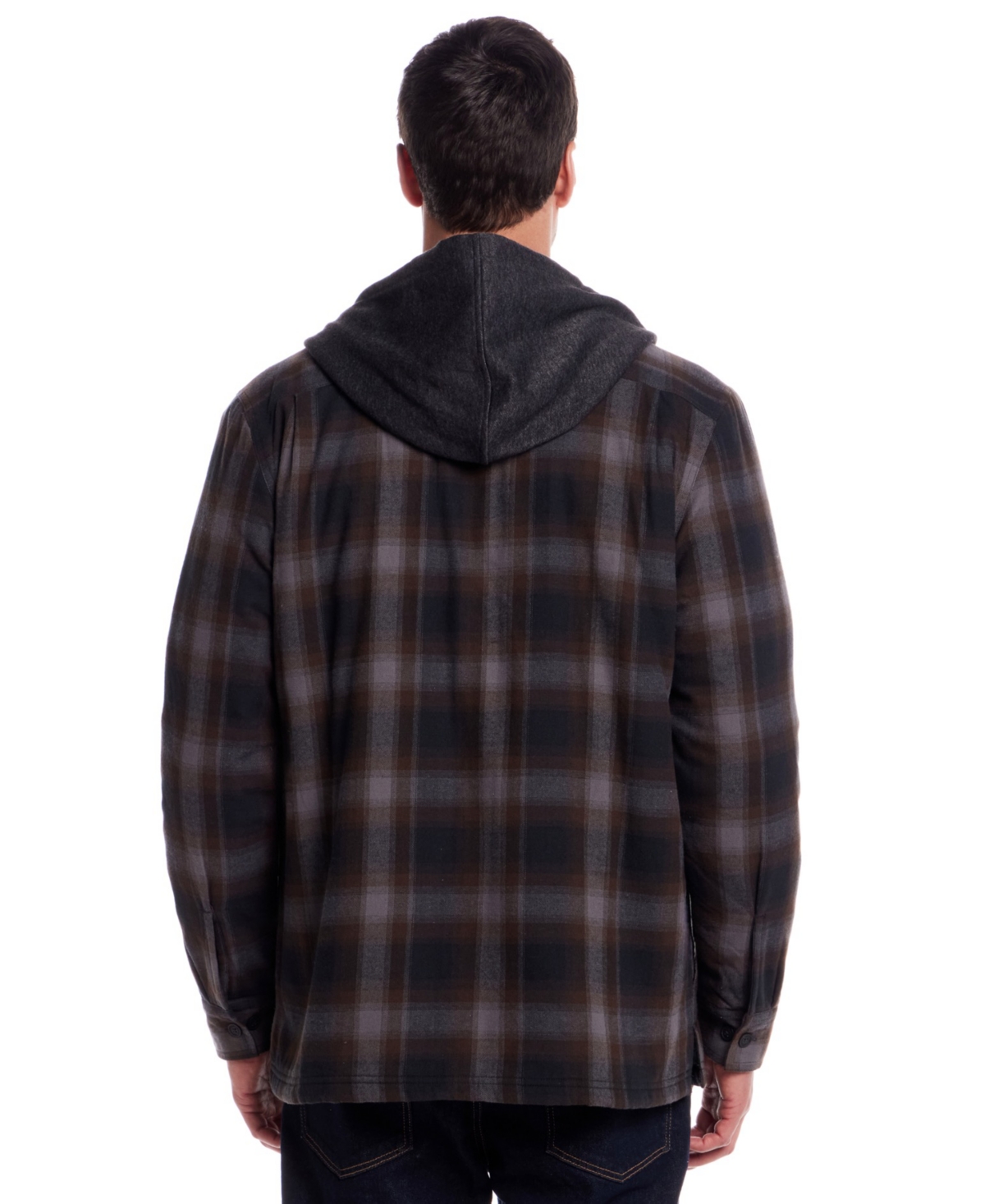 Weatherproof Vintage Men's Plaid Hooded Shirt Jacket In Black
