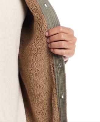 Men's Sherpa Lined Grid Collared Shirt Jacket