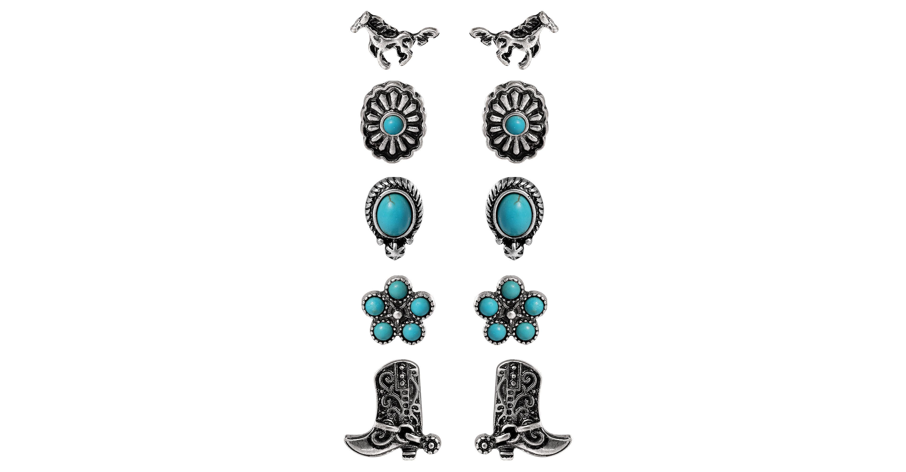 Jessica Simpson Turquoise Western Stud Earring Set - 5 Pairs