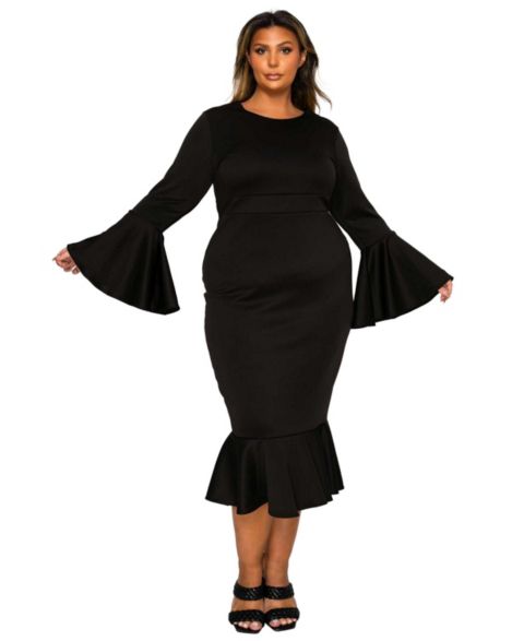 Женское платье L I V D Plus Size Sabrina Mermaid Hem, цвет: Чёрный