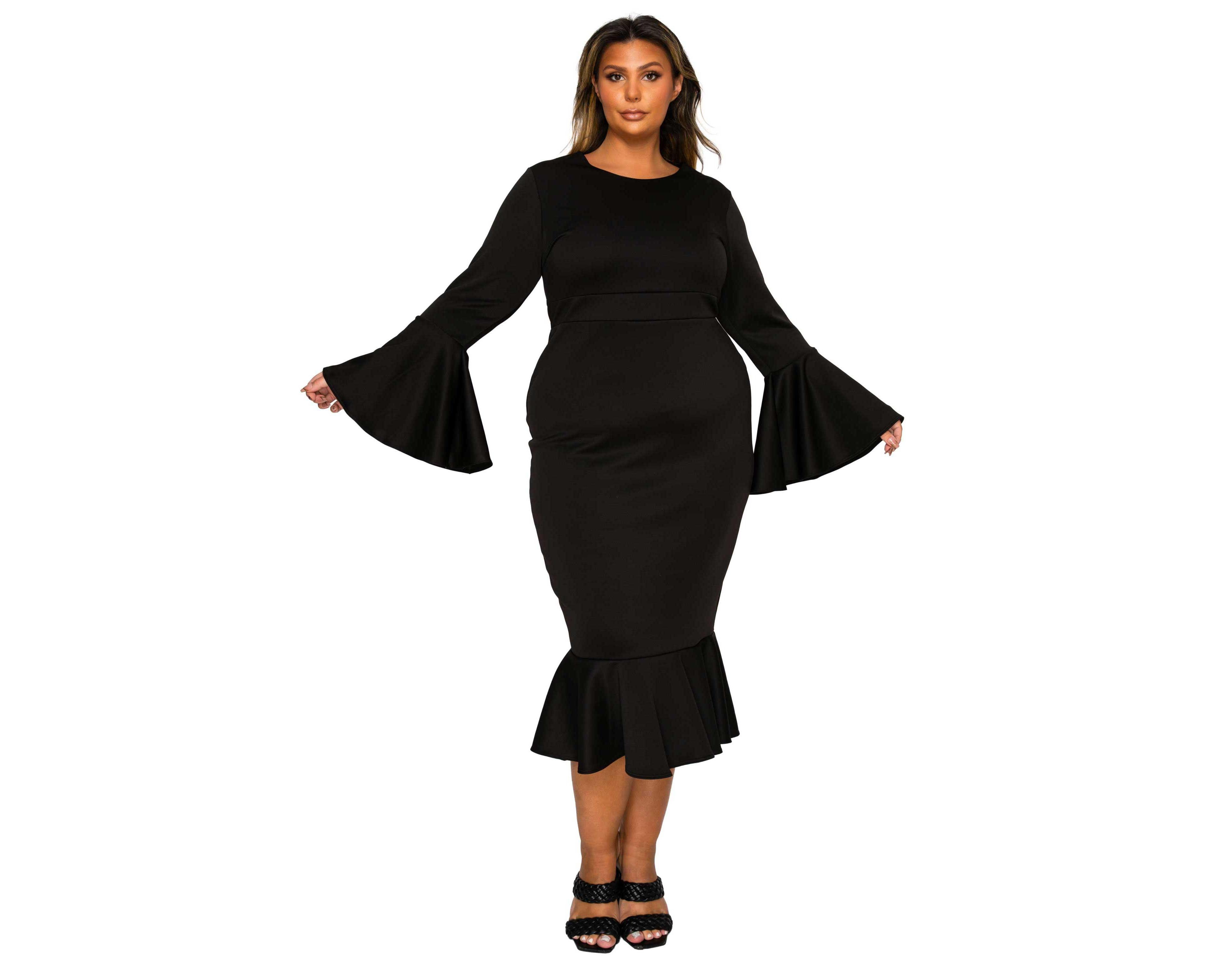 L I V D Women's Plus Sabrina Mermaid Hem Dress