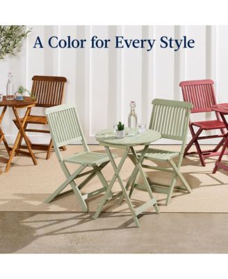 3-Piece Acacia Wood Bistro Set, Folding Patio Furniture w/ 2 Chairs, Table