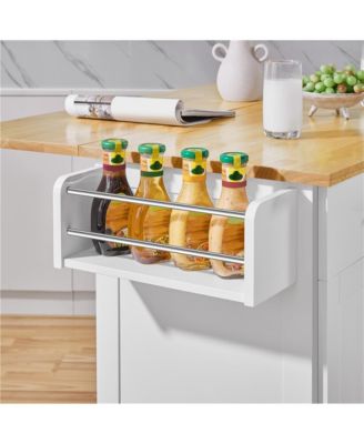 36" Solid Wood Top Rolling Kitchen Island