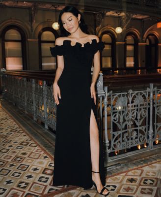 Women's Ruffled-Off-The-Shoulder Crepe Gown