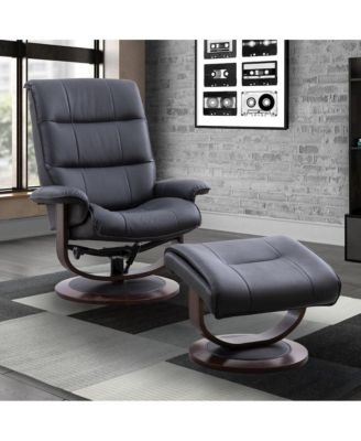 Knight - Black Manual Reclining Swivel Chair and Ottoman