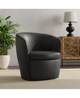 Vintage Slate 100% Italian Leather Swivel Club Chair