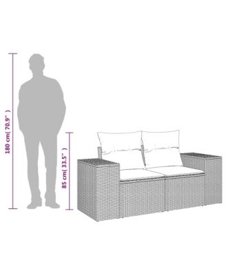 Garden Sofa Black, Cream White Poly Rattan 2-Seater Modular