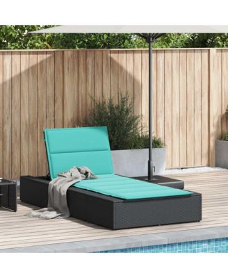 Patio Sunbed Black PE Rattan Large Height-Adjustable