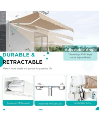 8.2'x6.5' Manual Retractable Awning Sun Shade, Patio Awning Canopy